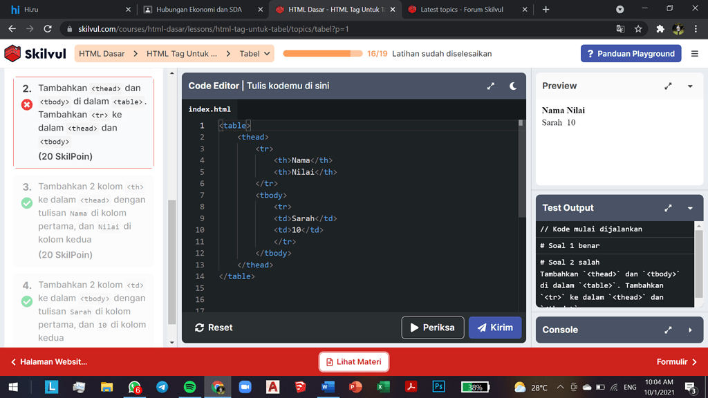 Forums topic html