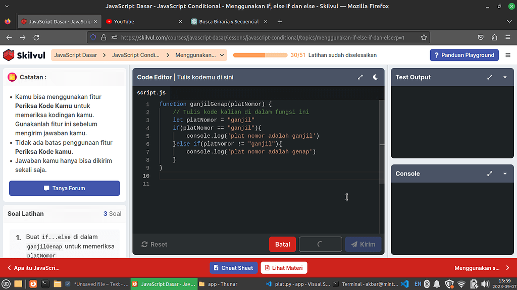 Latihan (if... else) - JavaScript - Forum Skilvul